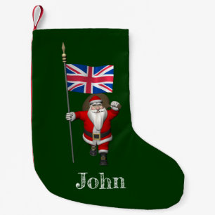 jultomten Visits Storbritannien - liten jul Julstrumpa