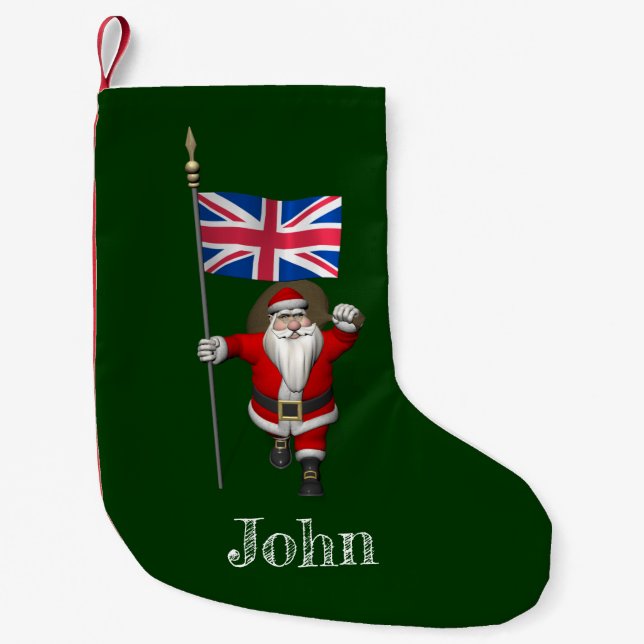 jultomten Visits Storbritannien - liten jul  Julstrumpa (Framsidan)