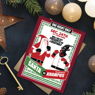 Jultomten vs. Krampus Boxing Match Bra mot Evil Kort