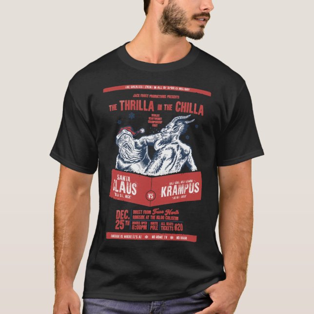 Jultomten VS Krampus Thrilla in Chilla C T Shirt (Framsida)
