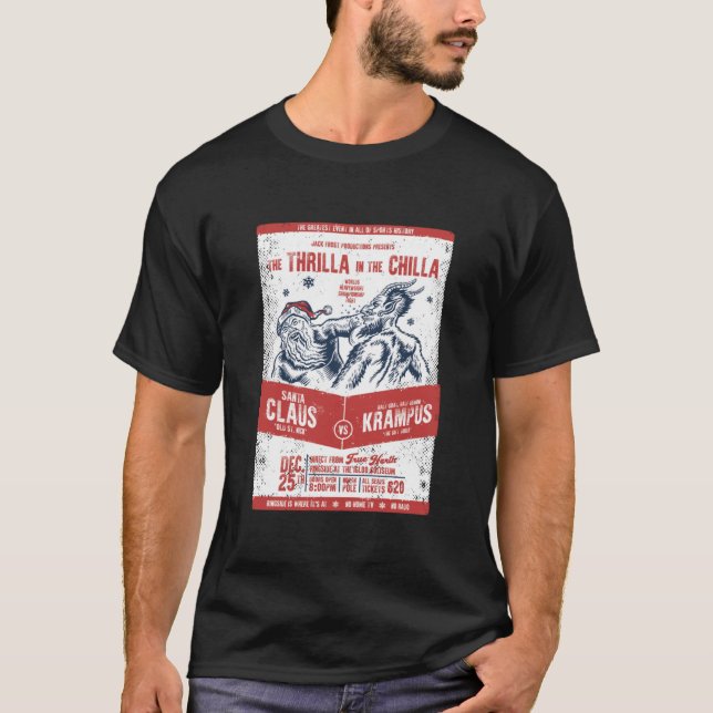 jultomten VS Krampus Thrilla in Chilla  T Shirt (Framsida)