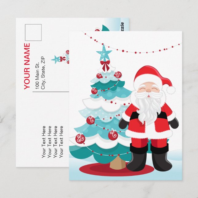 Jultomten Vykort (Fram/baksida)