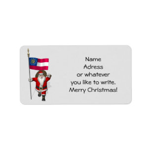 Jultomten Wave Flagga of Georgia Adressetikett