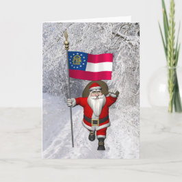 Jultomten Wave Flagga of Georgia Helgkort