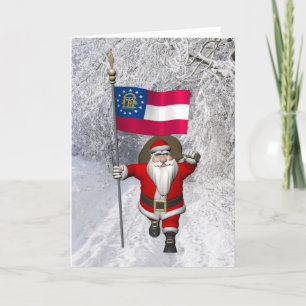 Jultomten Wave Flagga of Georgia Helgkort