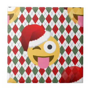 jultomten wink emoji kakelplatta