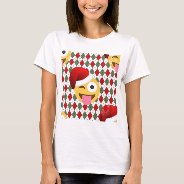 jultomten wink emoji tee (Framsida)