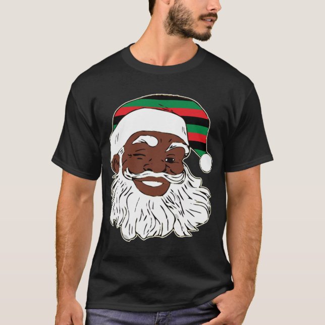 Jultomten Winking jul Pan African Flagga Hat T Shirt (Framsida)