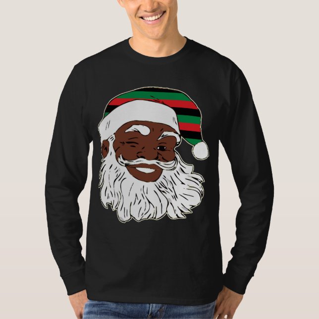 Jultomten Winking jul Pan African Flagga Hat T Shirt (Framsida)