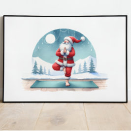 Jultomten Yoga Workout Watercolor Poster