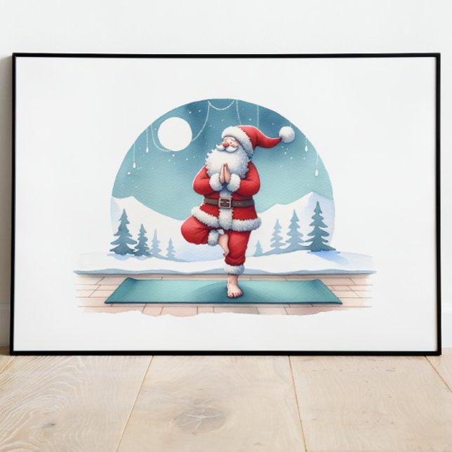 Jultomten Yoga Workout Watercolor Poster (Skapare uppladdad)