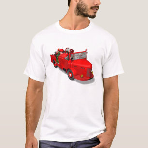Jultomtenbrandmannen avfyrar in motorn t shirt