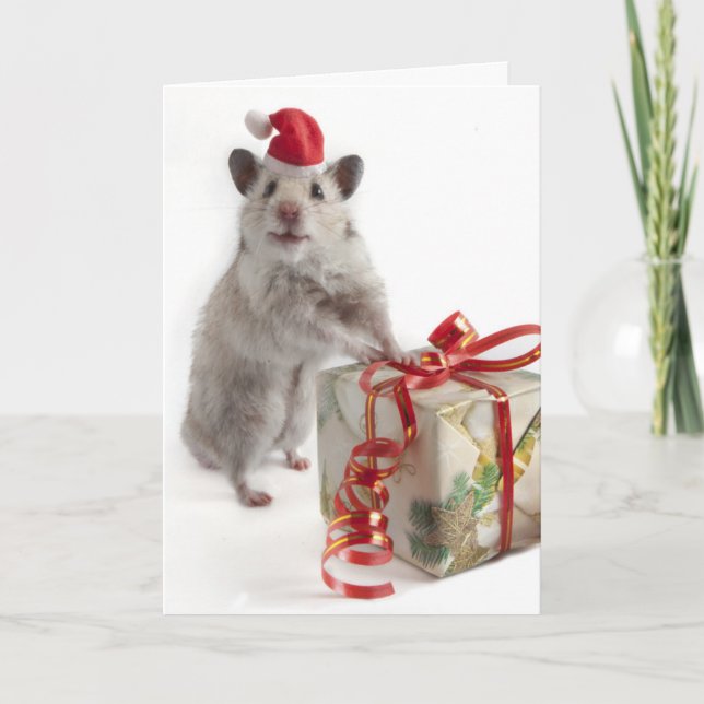 JultomtenHamster med gåvan Helgkort (Framsida)