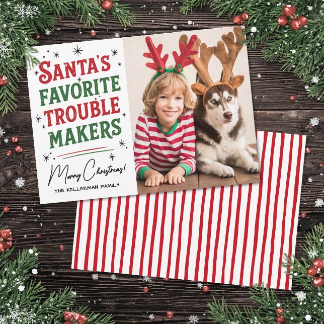 Jultomtens Favoritbusar Roligt Jul Julkort (Santa's Favorite Trouble Makers Funny Christmas Holiday Card )