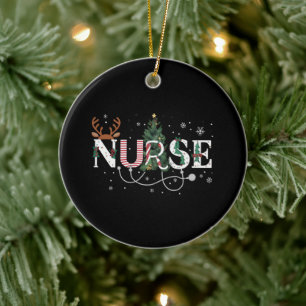 Jultomtens Favorite Nurse Julafton presenterar Hol Julgransprydnad Keramik
