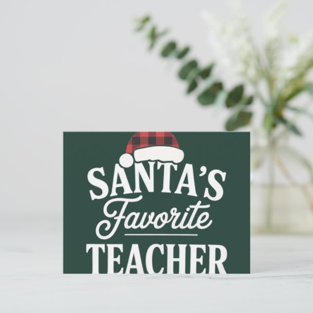 Jultomtens favoritlärare jul lär studenter helg vykort (Stående Fram)