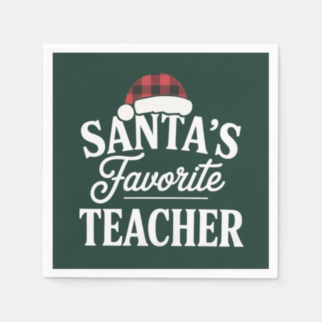 Jultomtens favoritlärare jul lär studenter pappersservett (Framsidan)