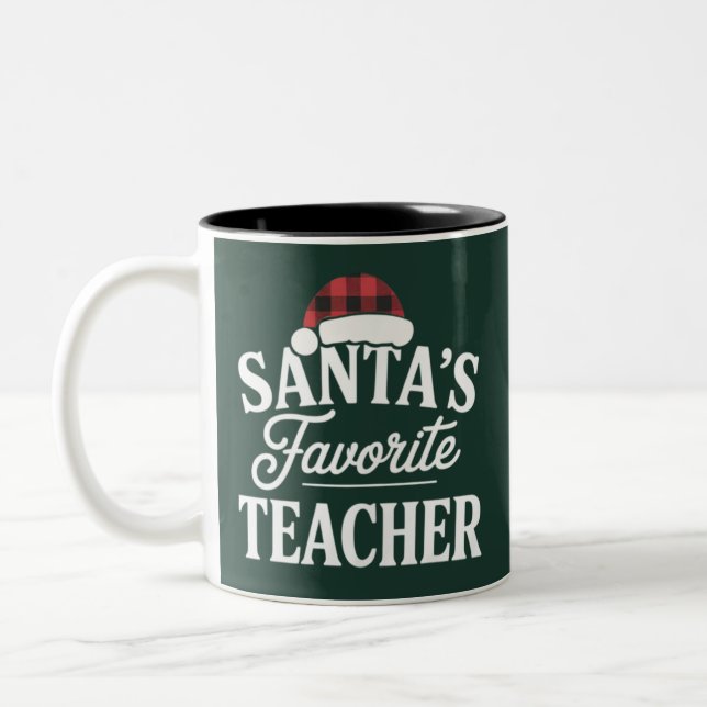 Jultomtens favoritlärare jul lär studenter Två-Tonad mugg (Vänster)