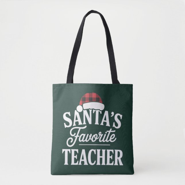 Jultomtens favoritlärare jul lär studenter tygkasse (Framsida)