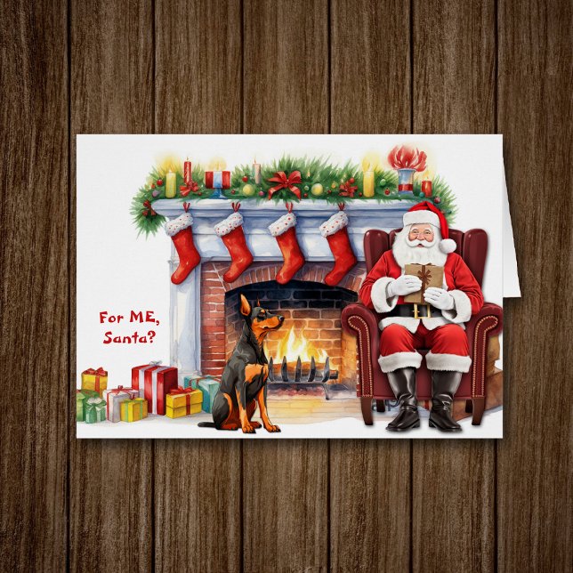 jultomtens Gift Doberman Pinscher-Hund Hälsningskort (Skapare uppladdad)