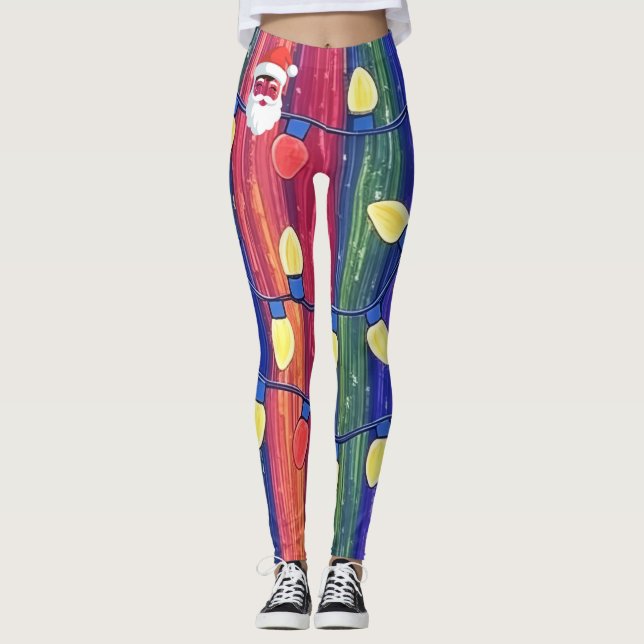 Jultomtens glitterblinkande ljus leggings (Framsida)