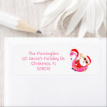 jultomtens Helgdag i Beach Returadress Etikett<br><div class="desc">Tomtens Beach-Helgdag Vacation säsong-returadressetiketter. Lustigt tomten på gammaldags badande i kostym i sin flamingo floatie. Anpassa adress-mallen och användan på alla dina julkortsutskick för att sprida brans glädje. Perfekter för att utforma roligten för dem som tillbringar jultomten i Florida eller andra varma kustområden.</div>