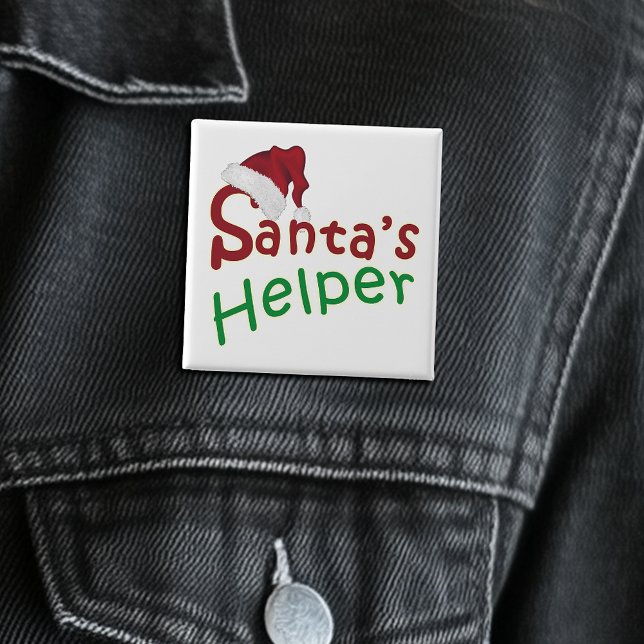 Jultomtens Helper Hat Typography Cute Knapp (Christmas Santa's Helper Hat Typography Cute Pinback Button)