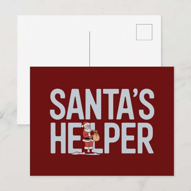 Jultomtens hjälpreda jul vykort (Fram/baksida)