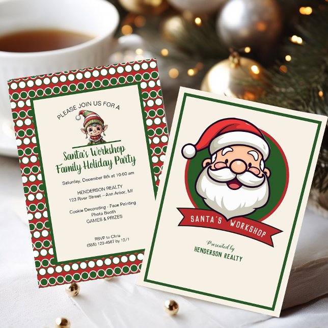 jultomtens Julfest för workshop Inbjudningar (Santa Clause party invitation for customer appreciation event.)