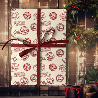 Jultomtens klassiska röda flygstämpel presentpapper