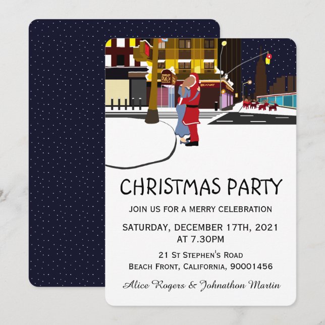 Jultomtens kyss på julinbjudan inbjudningar (Fram/baksida)