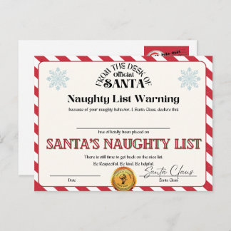 Jultomtens lista över stygga barn vykort