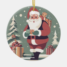 Jultomtens moderna kronjubileum julgransprydnad keramik