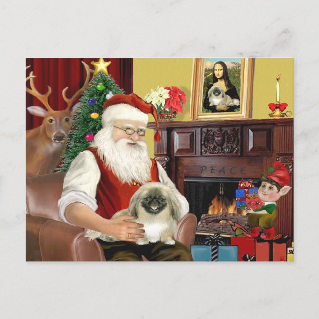 Jultomtens Pekingeserhund Helg Vykort (Framsida)