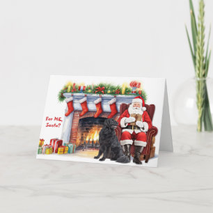 Jultomtens present Newfoundlandshund jul Helgkort