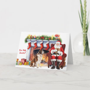 Jultomtens present Sankt Bernhardshund jul Helgkort