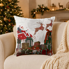 Jultomtens släde och renar jul kudde
