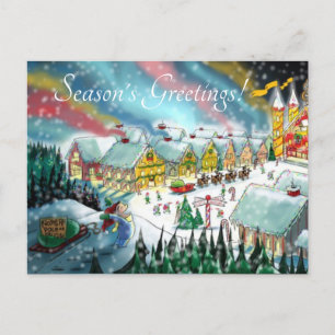 Jultomtens verkstad vid nordpolen helg vykort