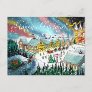 Jultomtens verkstad vid nordpolen helg vykort