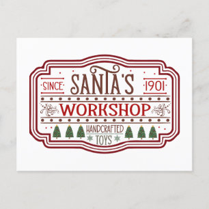 Jultomtens workshop för jultomten helg vykort