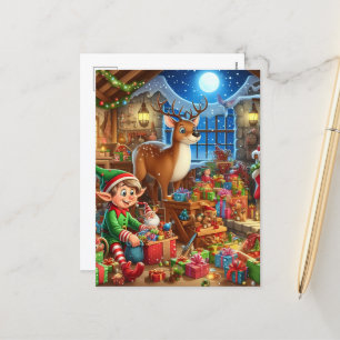Jultomtens workshop för jultomten helg vykort
