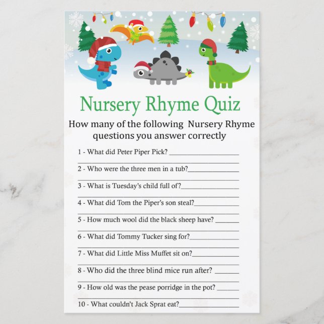 jultomtsdinosaur Nursery Rhyme Quiz (Framsida)