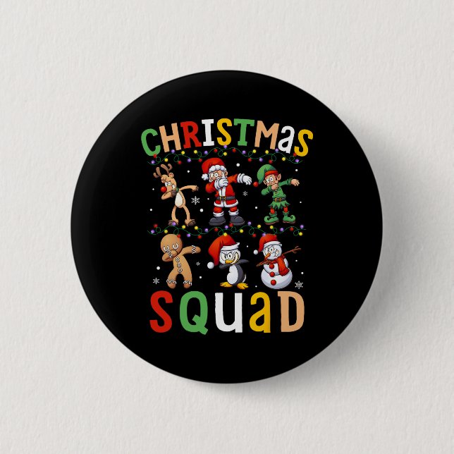 Jultorad Santa Dabbing Elf Family Matching Knapp (Framsida)