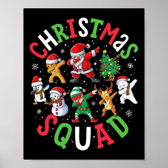 Jultorad Santa Dabbing Elf Family Matching Poster (Framsidan)