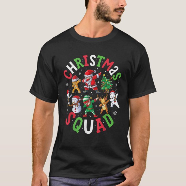 Jultorad Santa Dabbing Elf Family Matching T Shirt (Framsida)