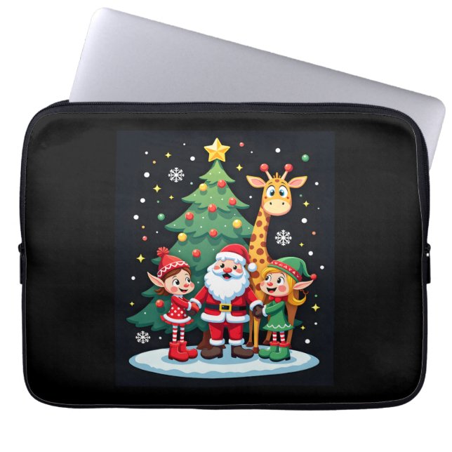 Jultorad Santa Giraffe Elf Dabbing Matching Laptop Fodral (Framsidan)
