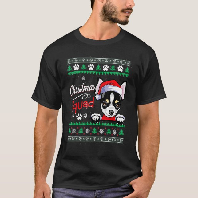 Jultornet Santa Hund Chihuahua Ugly jul T Shirt (Framsida)