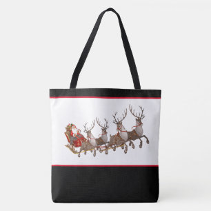 Jultote Bag Santa och Sleigh Tygkasse