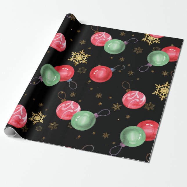 JulToys Golden Snöflingor Wrapping Papper Presentpapper (Utrullad)