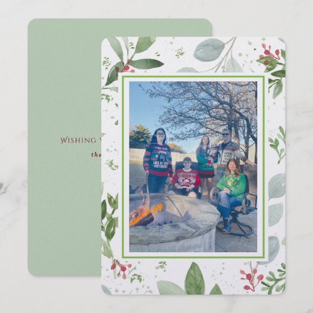 Julträdgårdsfamiljefoto Julkort (Fram/baksida)